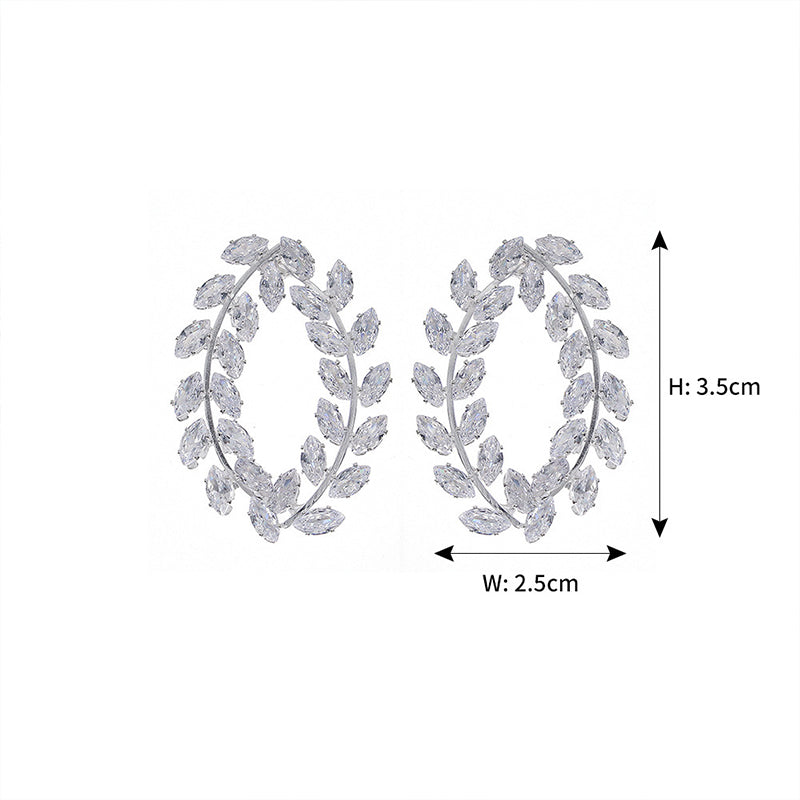 Venta al por mayor Pendientes de diamantes de imitación Diseño de gama alta Pendientes de rama de olivo OLY-ES-HX006